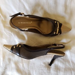 Vintage A. Marinelli Woven Straw Slingback Heels